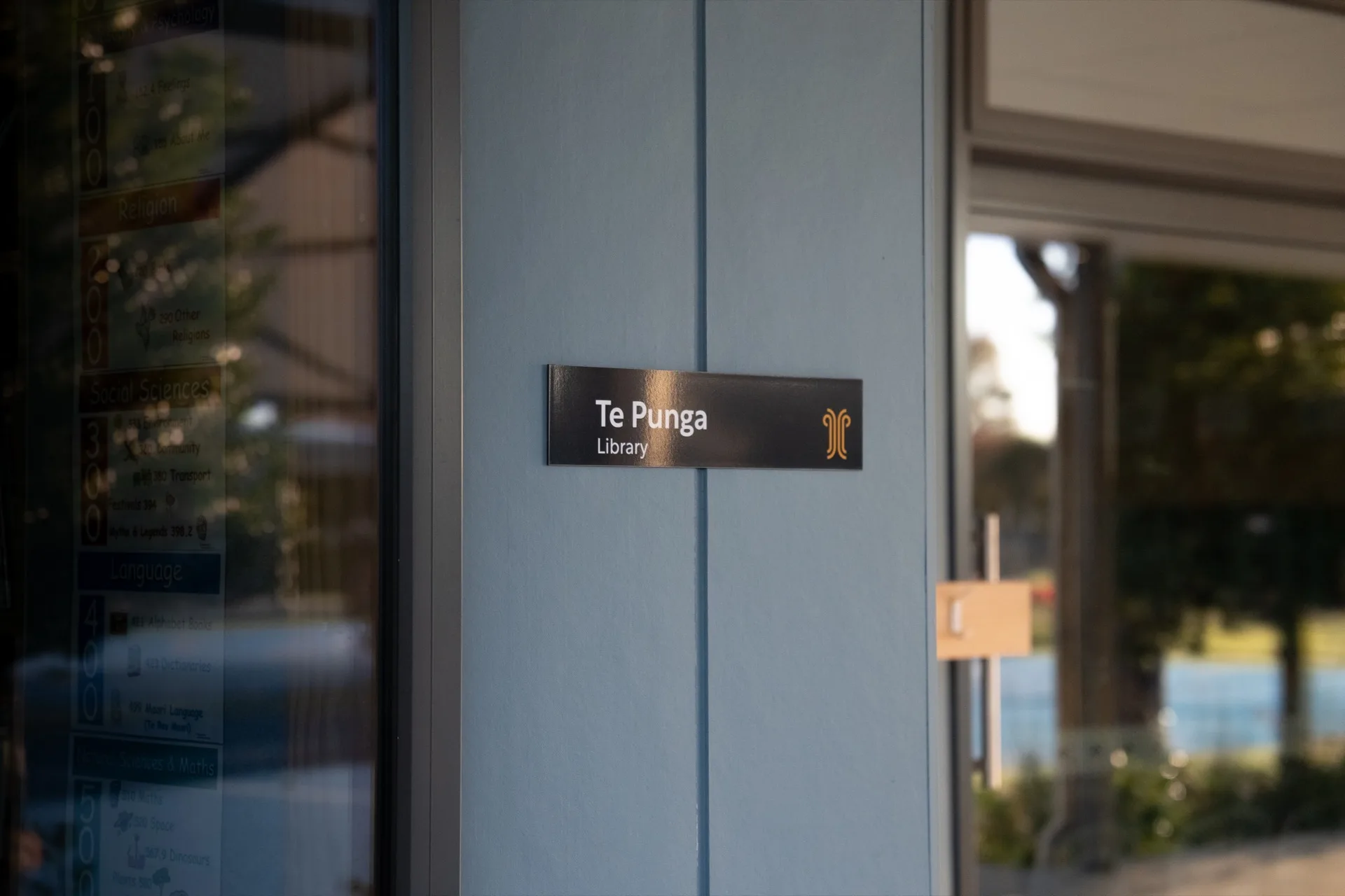 Te Punga Library — Door signage